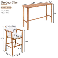 6 Piece Outdoor Bar Set with Acacia Wood Table & Cushioned Stools