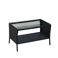 4 PC Rattan Patio Furniture Set Outdoor Cushioned Wicker Sofa