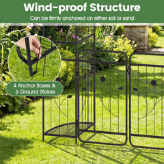 87 inch Tall Garden Arch with Gate Planter Shelves Climbing Trellises