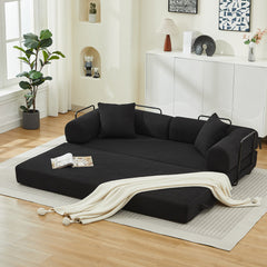Folding Sofa Bed with Corduroy Upholstery and 2 Pillows