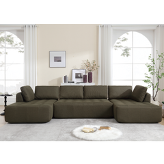 138.5" Modular Combination U-Shaped Sofa in Green