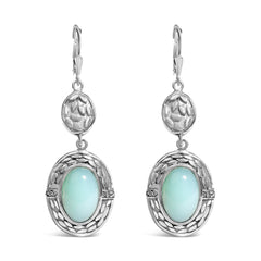 .925 Sterling Silver Chalcedony Diamond Accent Drop and Dangle Earring (K-L Color, I1-I2 Clarity)