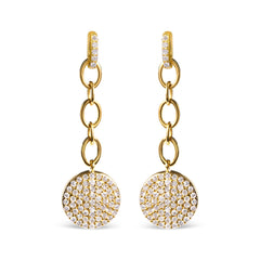 18K Yellow Gold Plated .925 Sterling Silver 1.0 Cttw Diamond Composite Cluster Dangle Chain Earrings (I-J Color, I1-I2 Clarity)