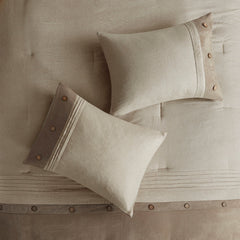 7 Piece Faux Suede Comforter Set Tan Cal King