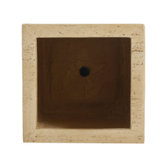 Handmade Travertine Planter Box, Antique Brown, 19.75"H