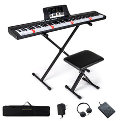 88-Key Electric Piano Keyboard with Adjustable Stand and Portable Bag