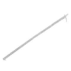 .925 Sterling Silver 1.0 Cttw Chevron 2 Stone Arrow Link Tennis Bracelet (I-J Color, I3 Clarity) - 7â€