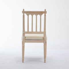 Antique Dining Chairs - Linen Fabric Upholstered Wooden Chairs Set of 2