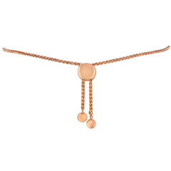 14K Rose Gold Plated .925 Sterling Silver Diamond Accent Circle and Heart Link Adjustable 6â€-10†Bolo Bracelet