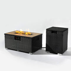32" Propane Gas Fire Pit Table with Propane Tank Cover - Dark Gray