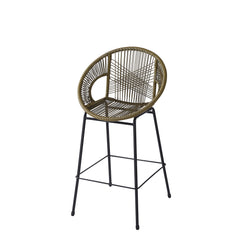 Ferrara Outdoor Patio Green Faux Wicker Barstool Set