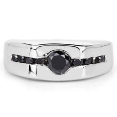 0.74 Carat Genuine Black Diamond .925 Sterling Silver Ring
