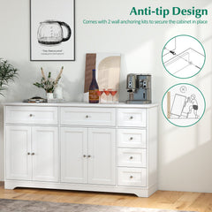 Buffet Sideboard 59" Modern Coffee Bar Station Console Table-White