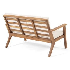 Avacyn Outdoor Acacia Wood 4-Seater Chat Set with Cushions