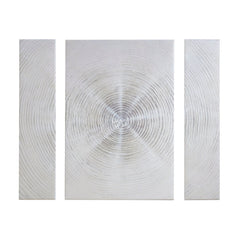 Silver Sand Spiral™ — Hand-Embellished Abstract 3-Piece Canvas Triptych