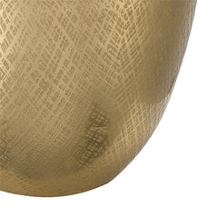 D15x25.7' Round Aluminum Sheet Gold Table Lamp with White Fabric Shade