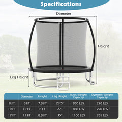 8FT Outdoor Heavy-Duty Recreational Trampoline
