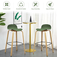 Set of 2 Modern Barstools Pub Chairs with Low Back and Metal Legs