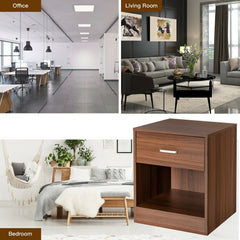 2 Pieces Nightstand with Storage Drawer and Cabinet