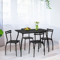 5 Pieces Dining Table Set with 4 Chairs and Backrests
