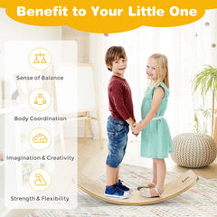 15.5 Inch Wobble Board for Kids and Adults-Natural