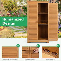 Outdoor Wooden Garden Tool Storage Cabinet-Natural