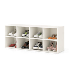 8 Cubbies Shoe Organizer with 500 LBS Weight Capacity-White