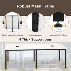 8 Feet Conference Room Table Large Meeting Table Seats up to 10 People-White