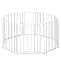 8-Panel Extra Wide Baby Gate Adjustable Pet Safety Fence with Auto-close Door