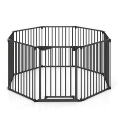 8-Panel Extra Wide Baby Gate Adjustable Pet Safety Fence with Auto-close Door