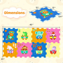8-Piece Interlocking Baby Floor Puzzle Tiles with Educational Numbers