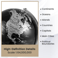 8" World Globe Modern Decorative Tabletop Earth Globe