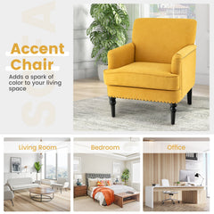 Modern Upholstered Padded Accent Chair with Rubber Wood Legs