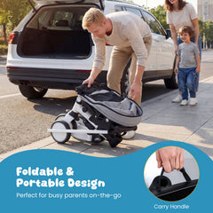 8-in-1 Folding Kids Tricycle with Removable Canopy and Push Handle