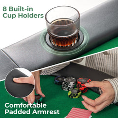 8 Players Texas Holdem Foldable Poker Table-Green