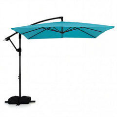 8 x 8 FT Offset Cantilever Patio Umbrella Square Hanging Outdoor Market Umbrella with 360° Rotation