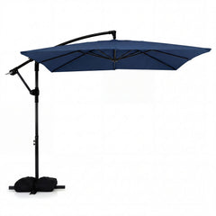 8 x 8 FT Offset Cantilever Patio Umbrella Square Hanging Outdoor Market Umbrella with 360° Rotation