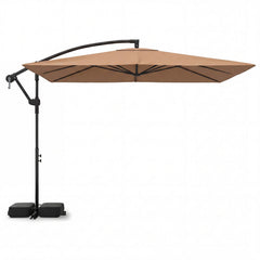 8 x 8 Square FT Solar LED Offset Cantilever Patio Umbrella with 360° Rotation