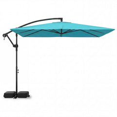 8 x 8 Square FT Solar LED Offset Cantilever Patio Umbrella with 360° Rotation