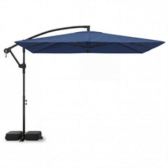 8 x 8 Square FT Solar LED Offset Cantilever Patio Umbrella with 360° Rotation
