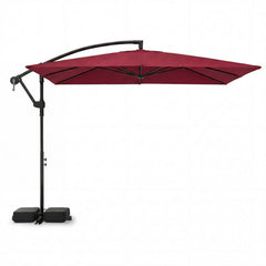 8 x 8 Square FT Solar LED Offset Cantilever Patio Umbrella with 360° Rotation