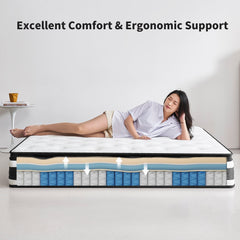12 Inch King Size Hybrid Mattress with 7-Zoned Memory Foam and Pocket Springs