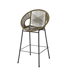 Ferrara Outdoor Patio Green Faux Wicker Barstool Set