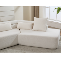 128" Minimalist Cloud Sectional Couch in Beige