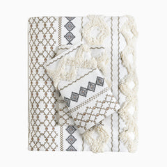 King/Cal King Cotton Printed Duvet Cover Set with Chenille