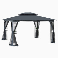 13x10 Outdoor Patio Gazebo Canopy Tent with Ventilated Double Roof and Mosquito Net