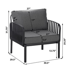 Outdoor Patio Club Chair with Waterproof Thick Cushion