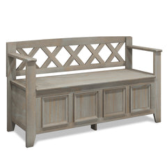 Amherst Solid Wood Entryway Storage Bench in Distressed Grey