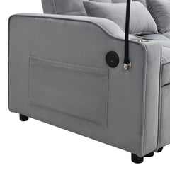 Modern Velvet Loveseat Futon Sofa Couch with Pullout Bed