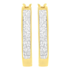 10K Yellow Gold 1/2 Cttw Invisible Set Princess-cut Diamond Hoop Earrings (H-I Color, SI2-I1 Clarity)